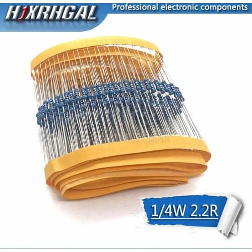 100pcs 2.2 ohm 1/4W 2.2R Metal film resistor 1% hjxrhgal