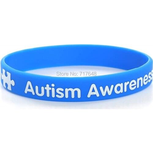 100pcs Autism Awareness Blue wristband silicone bracelets free shipping by ePacket A