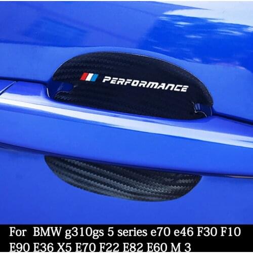 For BMW 5 Series g310gs e70 e46 F30 F10 E90 E36 X5 E70 F22 4Pcs Carbon Fiber Car Door Handle Scratch Protector Leather Stickers