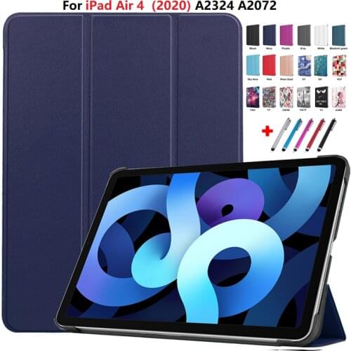For iPad Air 4 Case Smart Solid Magentic Tri-Folding Hard PC Back Tablet Cover for iPad Air 2020 10 9 4th Generation Case Cover