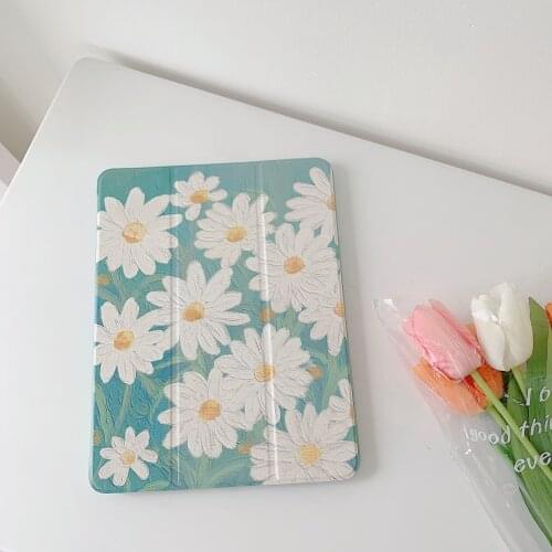 Cute Daisy For iPad AIR 2 3 10.5 Pro 2019 7th 10.2 inch Case for iPad 2017 2018 9.7 Mini 5 Cover Capa With Pencil Holder Cases