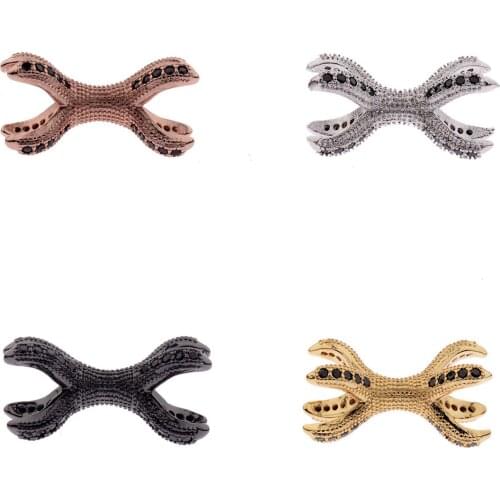 10 Pcs Zircon Pave Rhinestones Dragon Claw Connector Spacer Beads Bracelet Connector Charms Beads for Jewelry Making 23x13mm