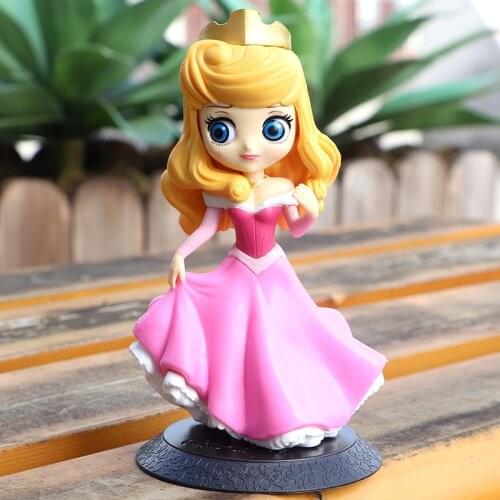 Disney Q Posket Princess Aurora Toys Dolls 10cm Pvc Action Figure Model Doll Toy Cake Decoration For Kid Gift
