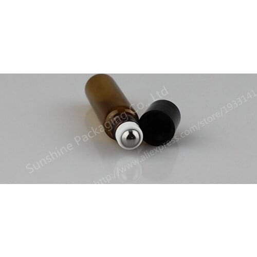 500pcs 5ml amber roll on bottles for essential oils roll-on refillable perfume bottle deodorant roller Vials with black lid