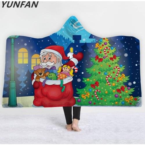 Flannel Fleece Fabric Blanket Christmas tree Gift New Year Gift Soft Warm Decoration Bedroom Home Textile 3D Santa Claus rugs