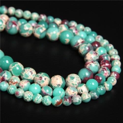 15.5" Smooth Round ShouShan Stone Beads Snakeskin Blue Stone Spacer Loose Bead For Jewelry Making Bracelet Necklace Earrings DIY