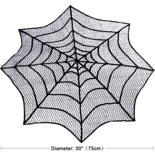 Halloween Lace Placemat Mats Spider Web Netting Tableware Mat Black Lace Spider Web Knitted Polyester Festival Party Decor