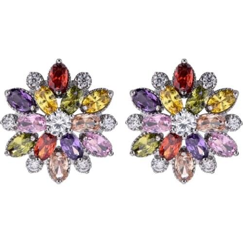 Korean fashion temperament color flower zircon earrings women / girls wedding party jewelry earrings ER-166