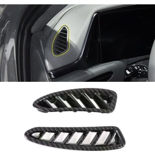 LHD! Car Accessories for Hyundai Sonata 2020 2021 ABS Carbon Fiber Printed Interior Dashboard Air Vent Outlet Cover Trim 2pcs
