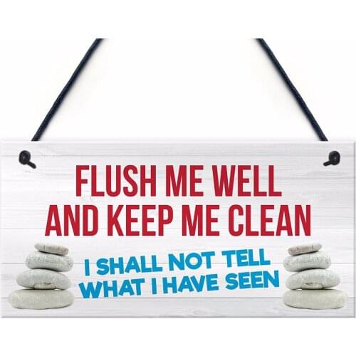 Meijiafei Toilet Flush Me Well Sign Funny Novelty Loo Door Hanging Home Gift Bathroom 10" x 5"