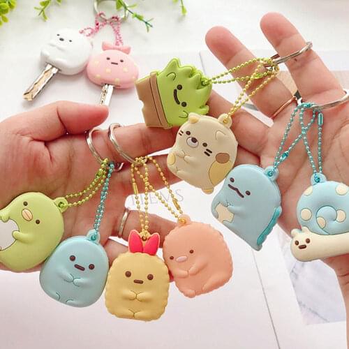 Cute Key Cap Key Covers Rings Key Identifier Tag Organizers Silicone Keychain Holder with Ball Chain