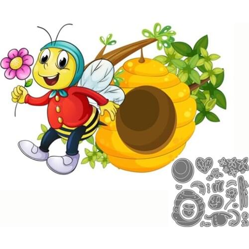 Honeycomb and Cute Honey Bee Hot New Metal Cutting Dies Stencils for Making Scrapbooking Album Christmas Card Embossing Cut Die
