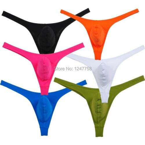 Mens Enhance Bulge Pouch T-back Smooth Thongs Mini Bikinis Elastic Underwear