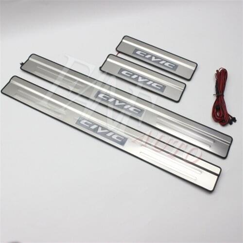 Stainless Steel Door Sill Scuff Plate Guard Sills Protector Trim For Honda Civic 2012-2015 9TH