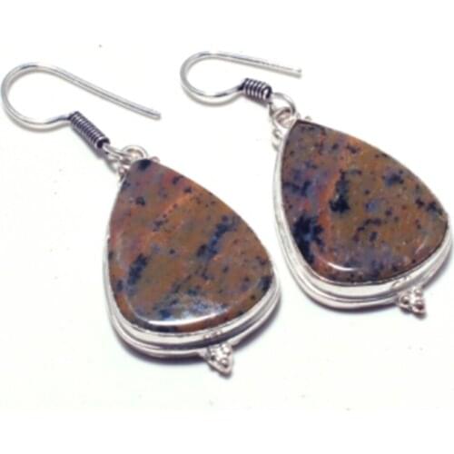 Nature Honey Dendrite Opal , Silver Overlay on Copper Earrings , Hand made Jewelry Gift