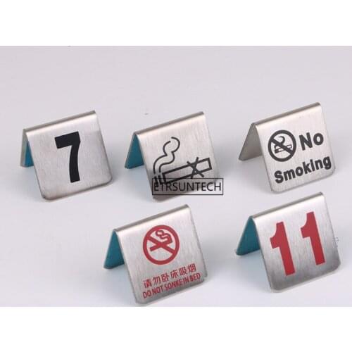 Number 1-100 Stainless Steel Table Numbers Cards No Smoking Small Table Sign Card Restaurant Hotel Cafe Bar Tools