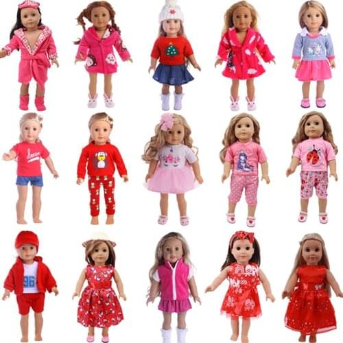 Doll Clothes Red Series Doll Accessories For 18 Inch American&43Cm Baby New Born Doll Clothes Accessories Girl`s Toys