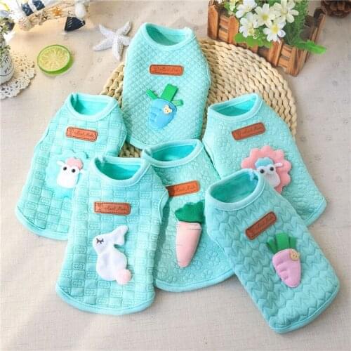 Pet Dog Clothes Puppy Cat Vest Clothing Cartoon Casual T-shirt for Rabbit Small Dogs Pets Puppies Outfit Costumes Green