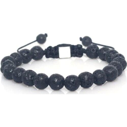 8mm Lava Stone Natural Stone Beaded braid Bracelet for Men and Women