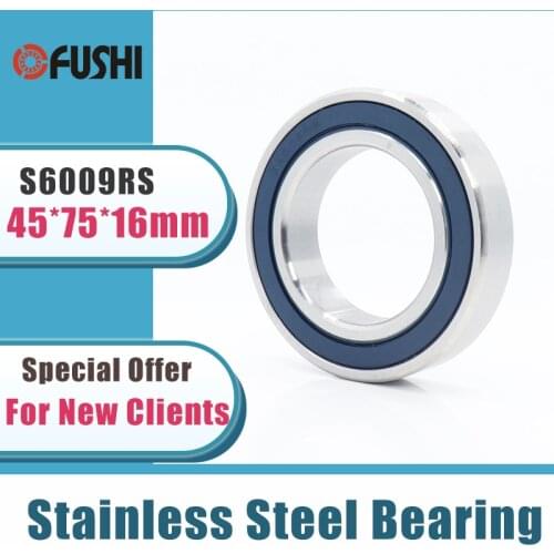 1PC S6009RS Bearing 45*75*16 mm ABEC-3 440C Stainless Steel S 6009RS Ball Bearings 6009 Stainless Steel Ball Bearing