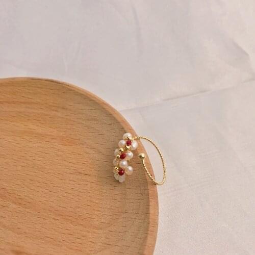 DAIMI Simple And Versatile Temperament Ring, Pearl Hand-woven Ring, Personalized Fashion Female Accessories