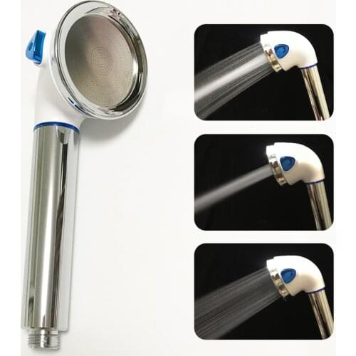 3 Modes Adjustable High Pressure S.S Panel Water Saving Switch Button Shower Head with Hose and Holder Universal Fitting