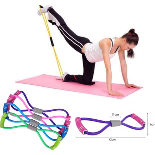 2019 Hot Yoga Gum Fitness Resistance 8 Word Chest Expander Rope Workout Muscle Fitness Rubber Elastic Bands for Sports Exercise