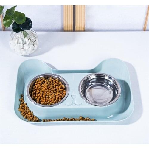 Detachable Stainless Steel Cute Cat Bowl Household Non Slip Dog Food Double Bowl Pet Feeder Creative Cat Water Feeding Dispenser