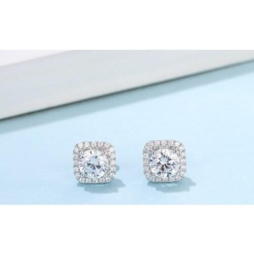 5 mm 0.5 Ct Moissanite Stud Earrings 925 Sterling Silver Pass Diamond Test Certificate Brilliant Cut Color D Moissanite Earrings