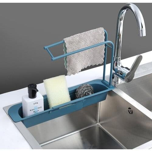 Telescopic Sink Shelf Holder Expandable Soap Sponge Drain Rack Storage Basket Washing Sink Drying Rack Home kitchen Supplies