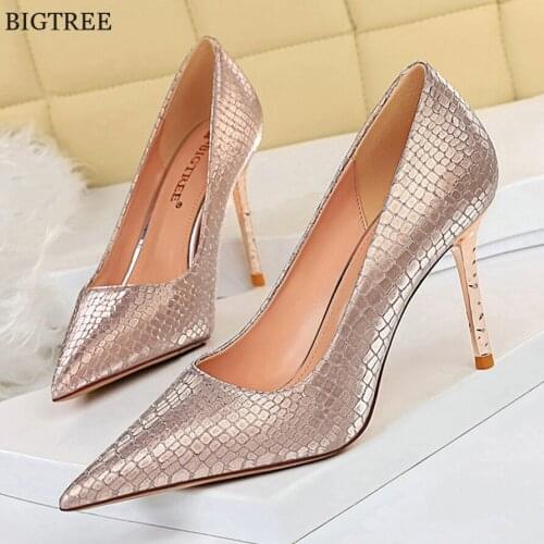 Bling Party Women Pumps New Pointed Toe Sliver High Heels Ladies Office Shoes 9.5CM Shallow Fashion Sequins Wedding Shoes Female