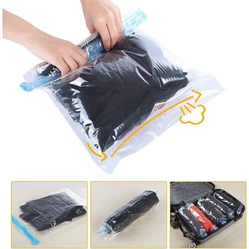 1pcs Hand Rolling Compression Vacuum Bag for Clothes Border Foldable Compressed Bag Storage Bag Travel Space Saving Seal Bags