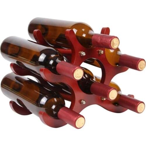 European Style Solid Wood Wine Rack Decoration Living Room 6 Bottle Decorative Tabletop Wine Bottle Holder