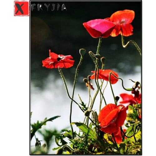 Needlework Diamond Painting Corn poppy flower Diamond Embroidery All Drill Rhinestone Mosaic Picture by number hobby gift custom