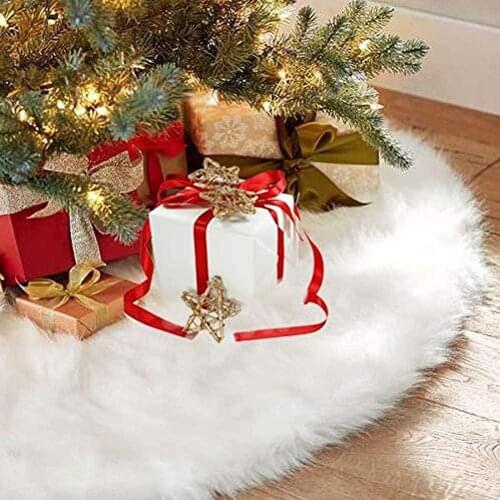 Christmas Tree Skirts Plush Faux Fur Soft Luxury Tree Skirt Decorations for Indoor Outdoor Xmas Holiday Party Decor Pet Favors