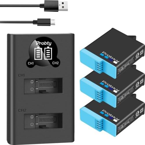 Probty for GoPro Hero 8 7 6 5 Battery + GoPro Hero 8 7 Black LED Charger for Go Pro Hero 8 7 Accessory