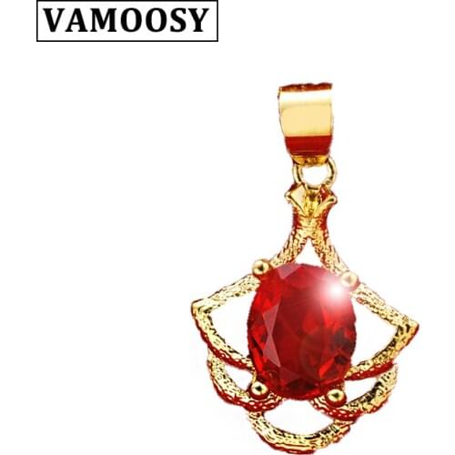 VAMOOSY 24K Gold Color rhinestone design Pendant Necklace for Women Simple Charm Necklace Women grils Jewelry no fade/allergy