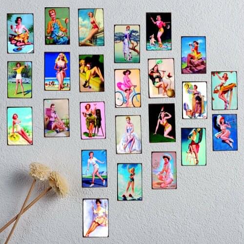 Pin UP Girl Retro Tin Signs Plaque Metal Vintage Home Restaurant Apartment Art Decor Cuadros Wall Sticker 30X20CM DU-1940