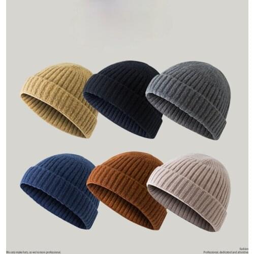 Winter Mens hat Knitted Beanie Skullcap Sailor Cap Beanies Women Simple Wool Brimless Casual Unisex Docker Sailor Caps