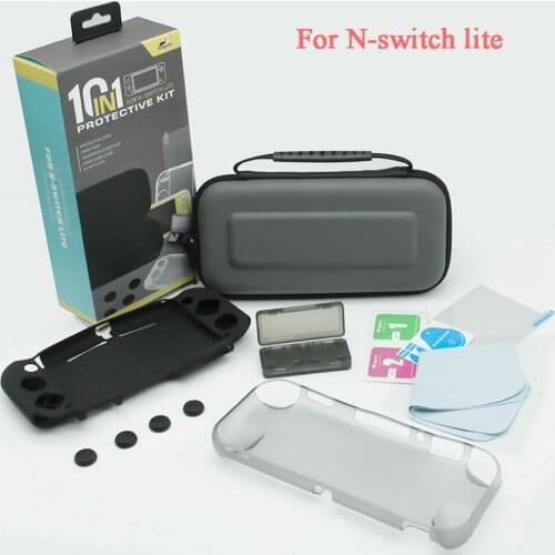 1 set 10 IN 1 Protective Cover storage bag TPU case Silicon case Glass screen protector kit for N-switch lite