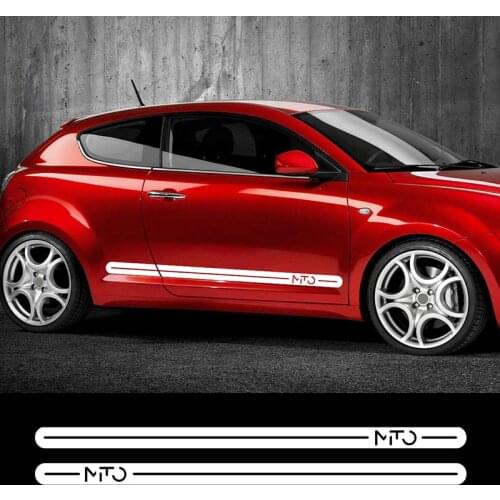 2PCS Car Door Side Skrit Styling Stickers For Alfa Romeo Mito QV Gta Auto Tuning Accessories Long Strip Vinyl Film Decals