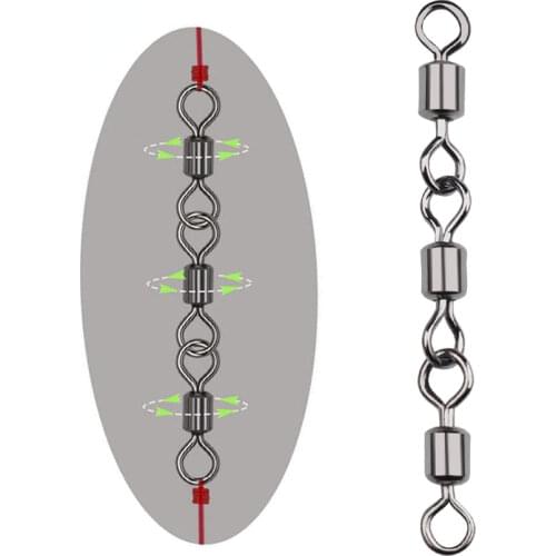 DNDYUJU 20PCS Three Joint Fishing Connector Rolling Swivels Fishing Tackle Fishing Hook Solid Rings Connector