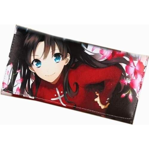 3kinds Cartoon Fate stay night saber Tohsaka Rin long PU wallet purse money bag cosplay for kid gift
