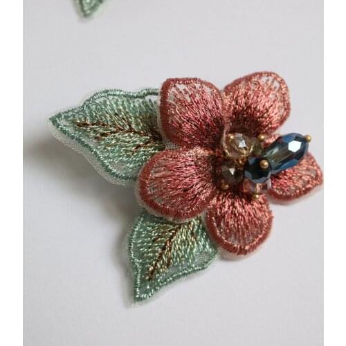 3D flower beaded patches for clothing Sew on patch decorative parches bordados para ropa Embroidery applique for clothes