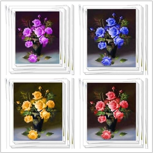 3D Painting full Diamond Embroidery Home Decoration Rose Square drill Stone Cross Mosaic Rose Flower Home Decor HA25