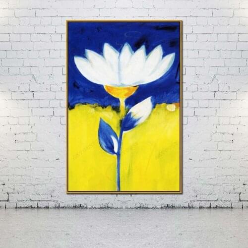 Artcozy Oil Canvas Painting white Lotus For Home Decoration Wall Art