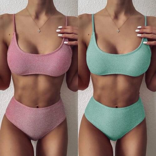 Autuspin Fashion Bikini Pad Push Up Womens Swimsuit High Waist Sexy Bathing Suit Women Casual Beach Swimwear Brazilian Biquini