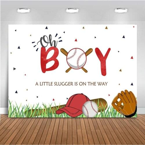 Baseball Theme Backdrop for Photography Grass Green Background for Photo Booth Studio its a boy First Birthday Party Decoration