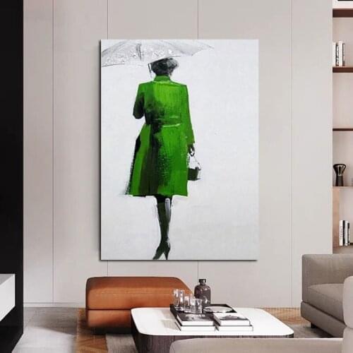 Handmade Green Women Large Oil Paintings Modern Home Decoration Wall Art Pictures Hand Painted Abstract Figure Painting for room