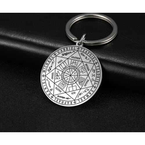 COOLTIME Keyring The Seal of The Seven Archangels By Asterion Seal Solomon Kabbalah Amulet Key Chain Stainless Steel Keychain